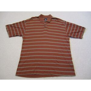 Pebble Beach Golf Shirt‎ Mens Medium Brown Striped Casual Outdoor Polo Golfer